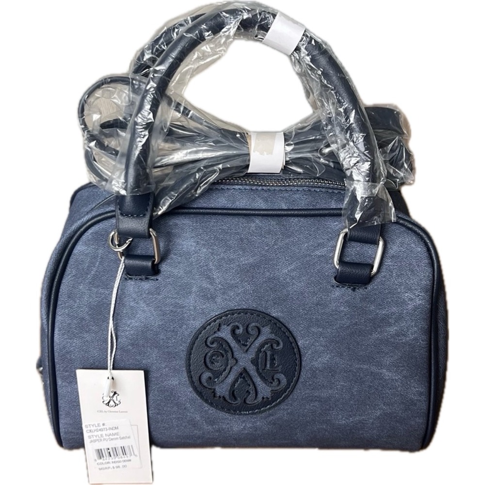 CXL Christian Lacroix Jasper PU Denim Satchel Indigo Blue Bag